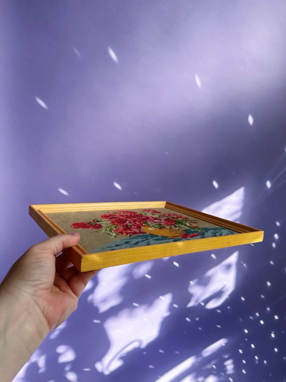 Beautiful Vintage Rose Floral Framed Needlepoint Cross Stitch - Picture 3 of 5